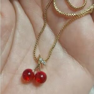 18k Gold Plated Wine Red *Cherry Pendant* Necklace